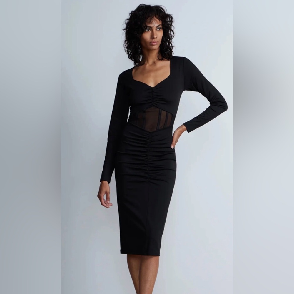 New York & Company Black Long Sleeve Dress